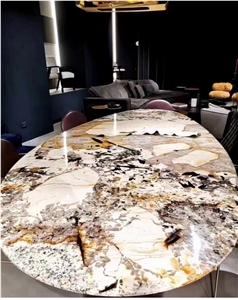 Oval Design Stone Furniture Granite Patagonia Cafe Table
